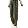 thumbnail image 2 of fnnxnal Juniors Army Green 100% Polyester Warm Pants - Teddy Bear Embroidery, Elastic Waist, Cuffed Ankles, 8-9T for Fall/Winter Lounge & Sleepwear, 2 of 5
