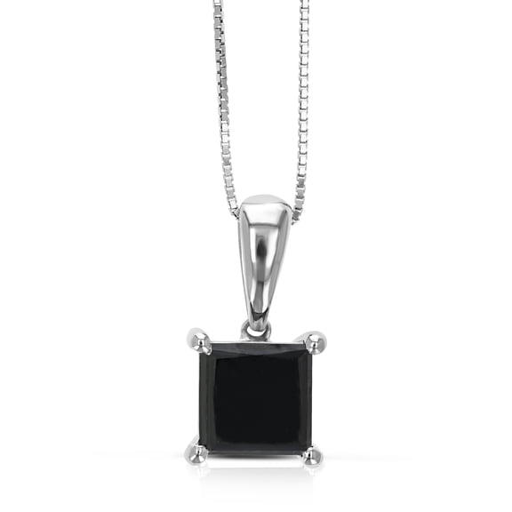 Vir Jewels 2.50 CTTW Black Diamond Pendant Necklace Women in Sterling Silver Princess Square