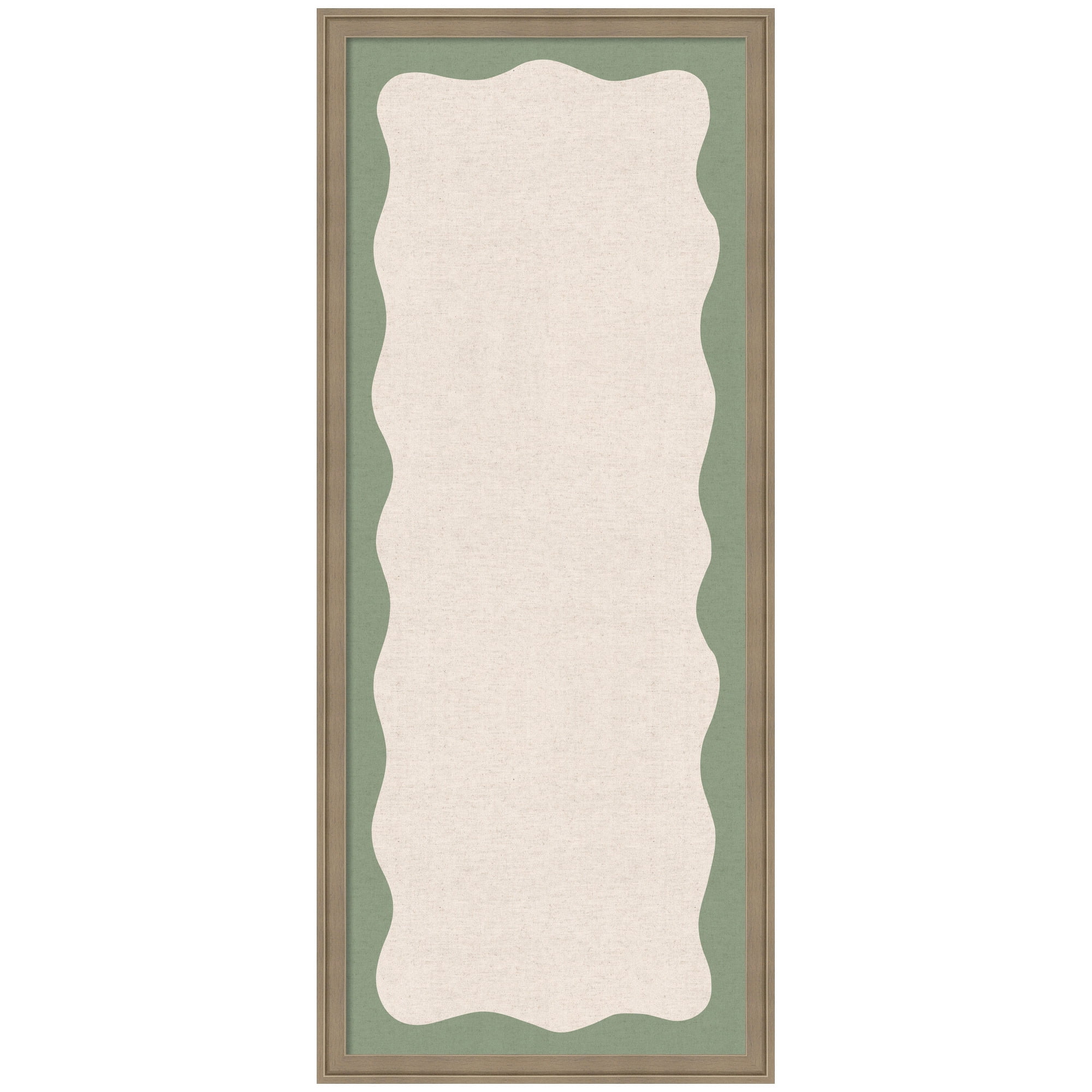 Kate and Laurel Framed Fabric Pinboard 18 x 42,  Printed Linen Classic Bulletin Board for Use as a Vision Board or Wall Organization, Florence Light Brown Frame