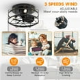 thumbnail image 2 of Ceiling Fans with Lights and Remote,12.5 Inch Low Profile Caged Ceiling Fan with LED Light, 3 Speed, Auto Shutoff, Black, 2 of 9