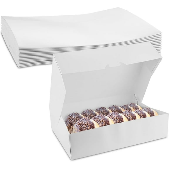 MT Products White Donut Boxes, 14" x 10" x 3.5" Bakery Box - Pack of 125