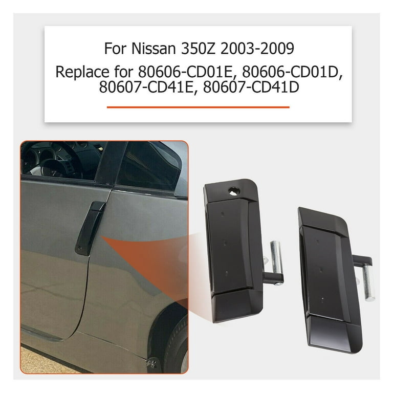 KOJEM Exterior Door Handles for 2003-2009 Nissan 350Z Replacement for 80607-CD41E  80607-CD41D 80606-CD01E 80606-CD01D Black Outside Outer Door Handles (Left  Driver&Right Passenger Side) 