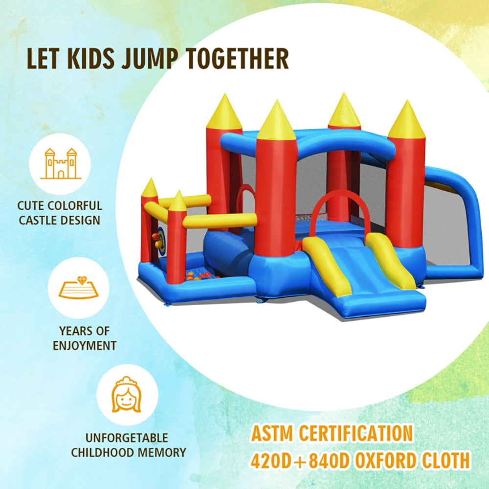 Aimee Lii Kid Inflatable Slide Jumping Castle Bounce House with 740w Blower, Playhouse for Kids Outdoor