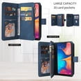 thumbnail image 3 of Phone Case for Samsung Galaxy A20 A30 Wallet Cover with Tempered Glass Screen Protector and Wrist Strap Leather Flip Credit Card Holder Slot Stand Cell M10s A 30 20A SM A205G Women Men Blue, 3 of 13