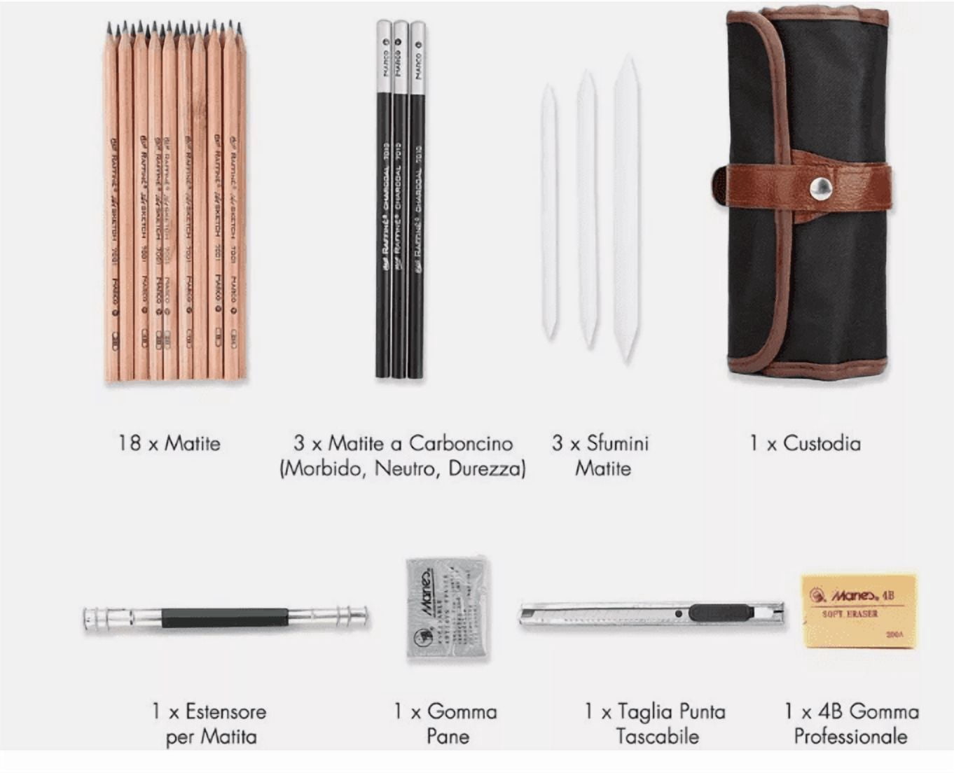 29PCS Professional Drawing Artist Kit Set, Sketching Pencils & Charcoal Art Tools for Drawing, Shading & Sketching