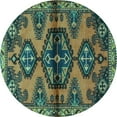 thumbnail image 1 of Ahgly Company Machine Washable Indoor Round Persian Turquoise Blue Traditional Area Rugs, 7' Round, 1 of 4