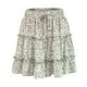 thumbnail image 1 of Falda plisada floral con volantes para mujer Minifalda acampanada con cintura plisada floral alta para niñas, 1 of 9