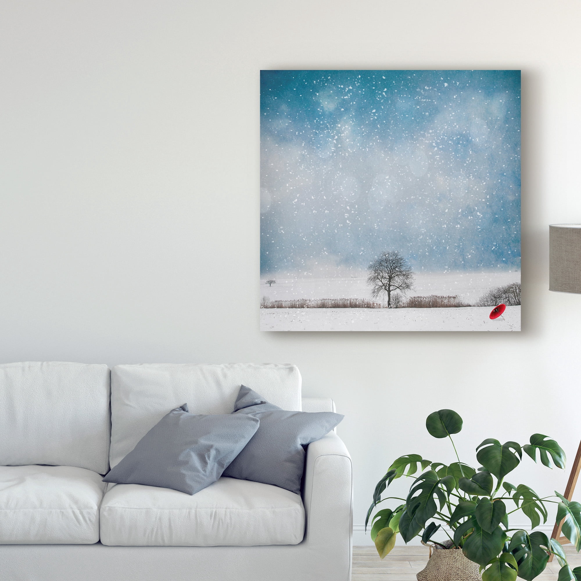 Trademark Fine Art 'The Red Umbrella Landscape' Canvas Art by Philippe Sainte-Laudy