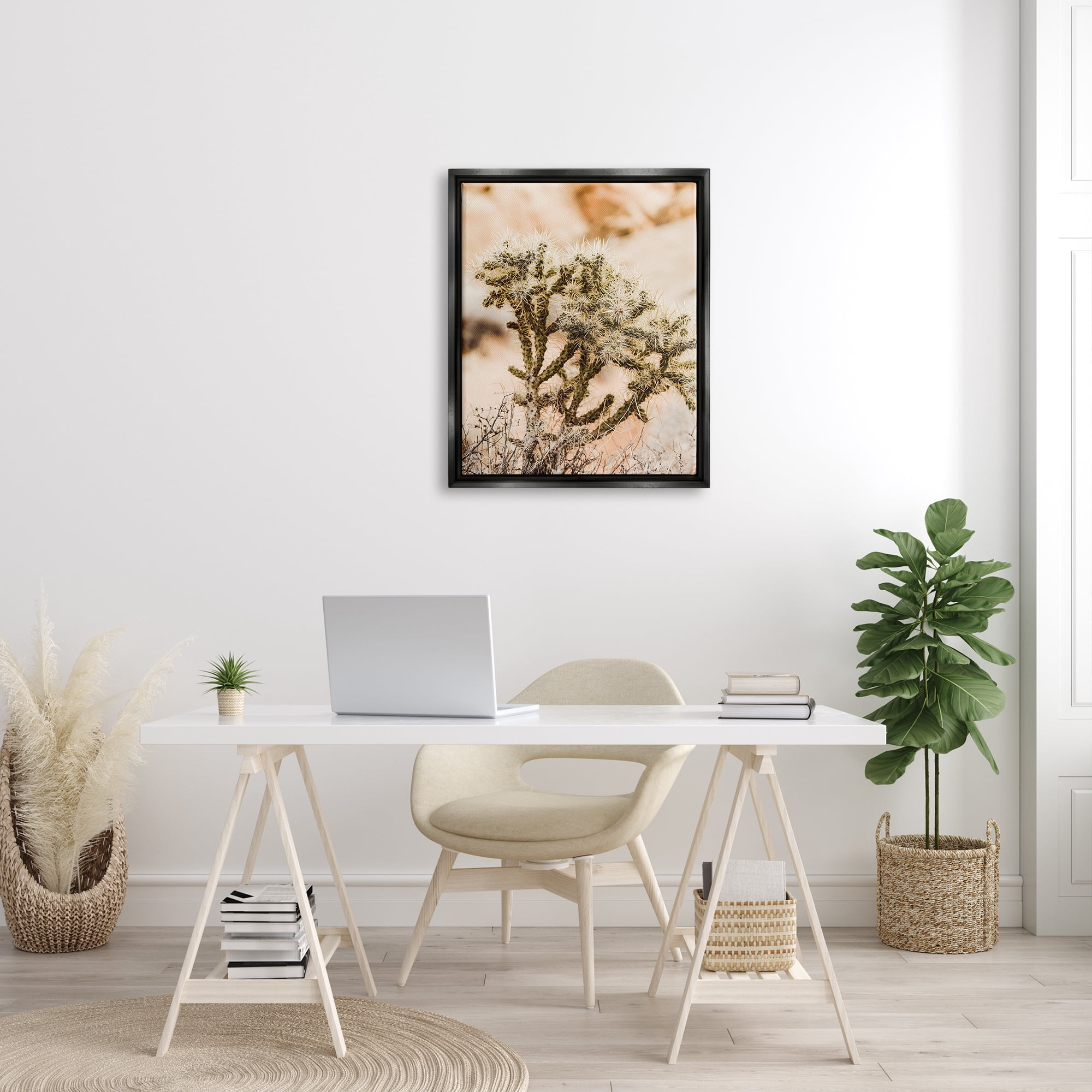 Stupell Arid Cactus Desert Plant Photography Landscape Photography Black Floater Framed Art Print Wall Art