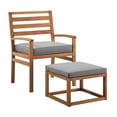 thumbnail image 1 of Fauteuil de Jardin Extérieur en Bois d'Acacia et Pouf - Marron, 1 of 8