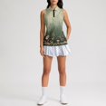 thumbnail image 5 of Golf Shirts for Women Sleeveless Zip Collared Athletic Tank Tops with Print, Golf and Tennis Performance Top Black L, 5 of 6