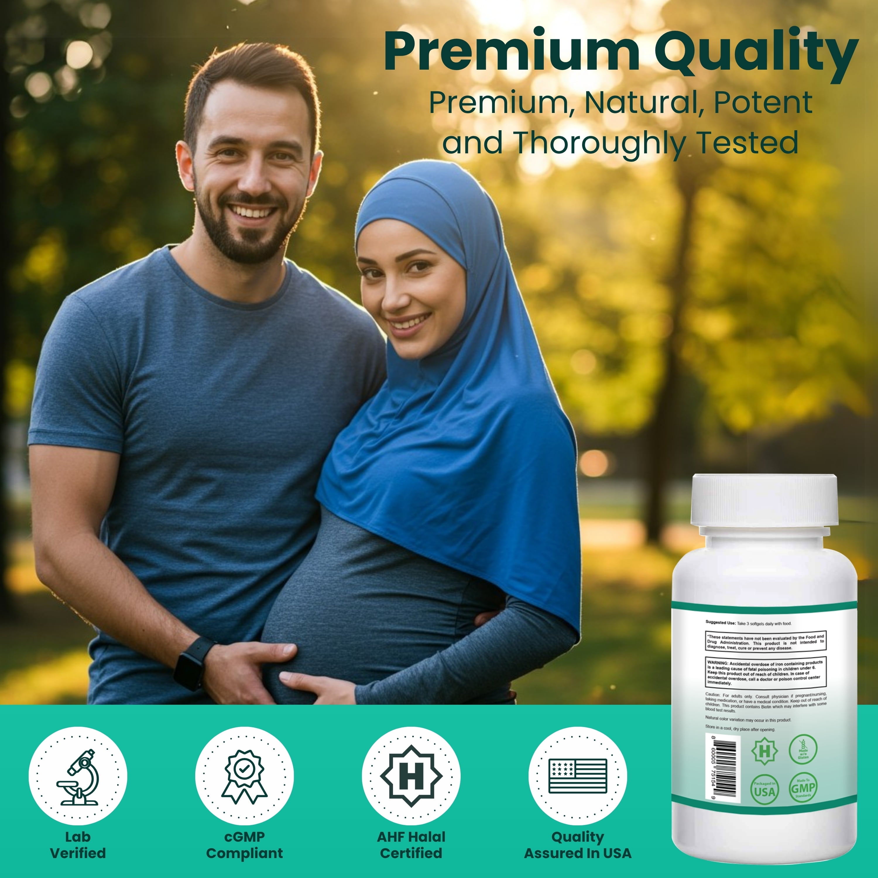 SHIFAA NUTRITION Halal Prenatal Multivitamin Supplement, Halal, 30 Ct – With DHA, Folic Acid & Nutrients for Pregnancy