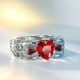 thumbnail image 5 of 8*8mm Red/Pink AAA Cz Love Heart Hollow Bands Women's 925 Silver Ring Size 6-10, 5 of 9