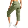 thumbnail image 4 of Women Work Pants Long Capris Womens Pants With Pockets Loose Casual Dressy Lightweight Ladies Baggy Cargo Shorts Capris For Hiking Green M, 4 of 6