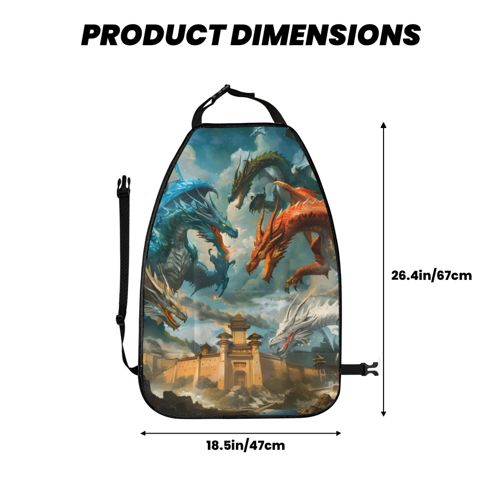 Xecao Red Blue Dragon Battle Epic Pattern Car Seat Back Protector 2 Pack Large Capacity Pocket, Kick Mats Back Seat Protector