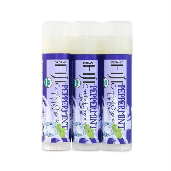 Organic Fiji 833884001388 0.15 oz Peppermint Lip Balm - Pack of 3