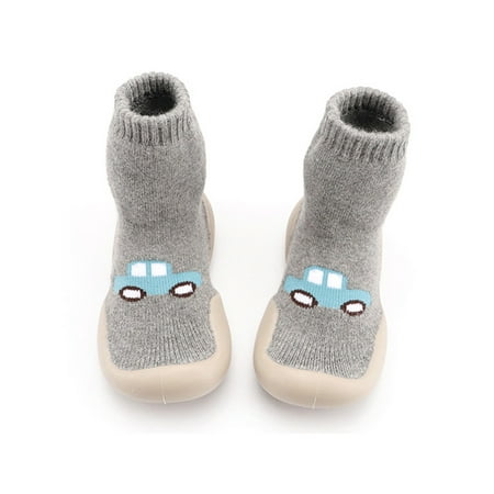 

Lacyhop Kids Walking Casual Socks Cozy Knit Home Shoe Pull On Slipper Booties Gray 5C-6C