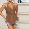 thumbnail image 4 of GUACER Women's Halter Neck Tank Top, V-Neck Eyelet Knit Double Spaghetti Strap Sleeveless Blouse, Flowy Summer Beach Cover-Up Top, 4 of 5