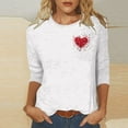 thumbnail image 2 of Penkiiy T-Shirt de la Saint-Valentin pour Femmes Manches 3/4 Col Rond Mignon Cœurs Graphiques T-Shirts Mode Décontractée Blouse 5TG Multicolore, 2 of 5