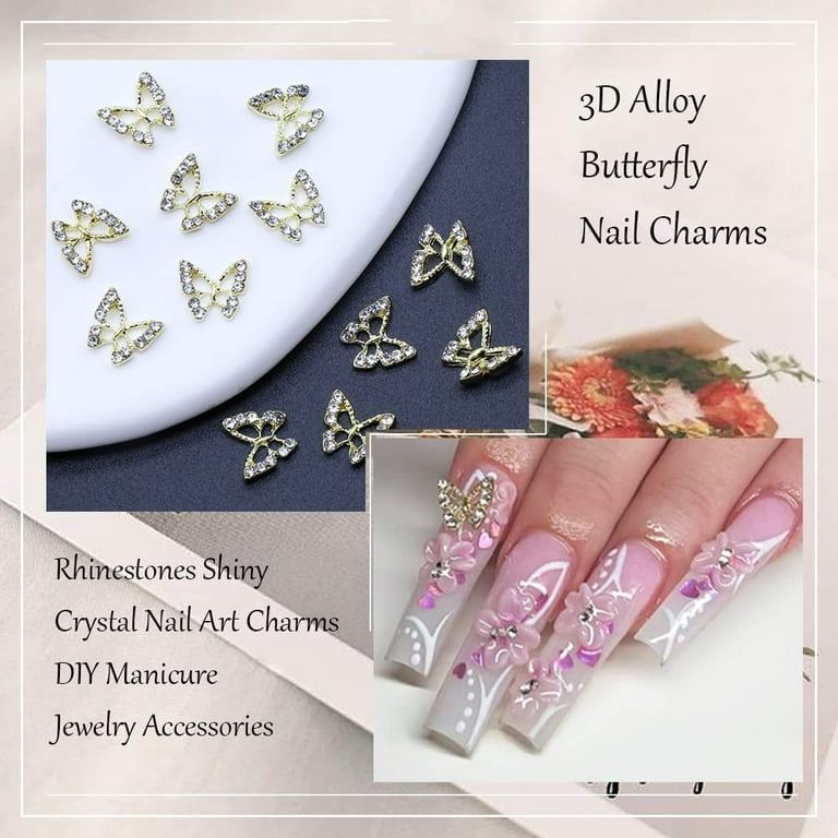 10Pcs Star Alloy Nail Art Charms 3D Gold/Silver Shiny Glitter