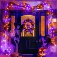 thumbnail image 2 of Rosnek Outdoor String Lights Waterproof Halloween Decorations Battery Operated 16.4Ft 50LEDs Purple Orange Fairy Lights 8 Lighting Modes with Timer for Indoor Outdoor Garland Party Garden, 2 of 7