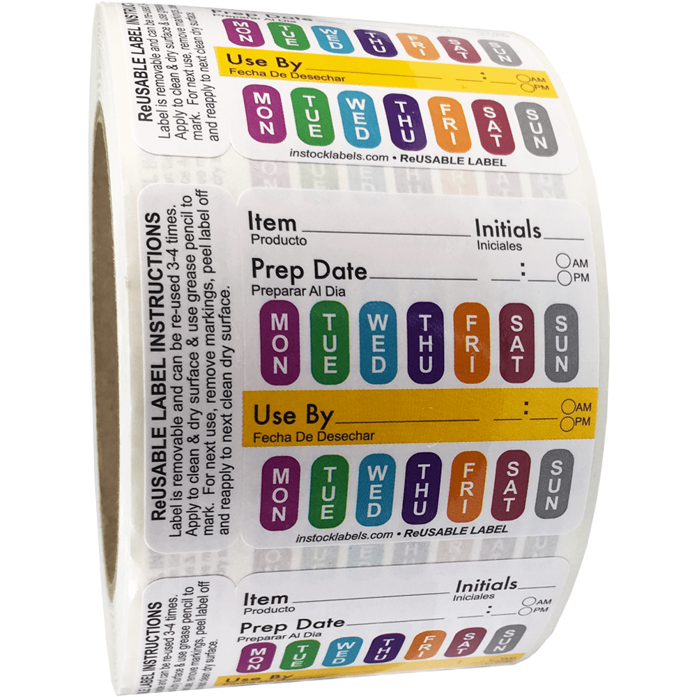 ReUsable Food Labels For Food Rotation Storage Prep 2 x 2.5 Inch 500