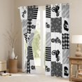 thumbnail image 3 of Castle Fairy Neutral Gray Bike Curtains Pack of 2 (42x84 Each) for Teens, Plaid Stripe Print Curtains Blackout for Bedroom, Gray Black White, 3 of 6