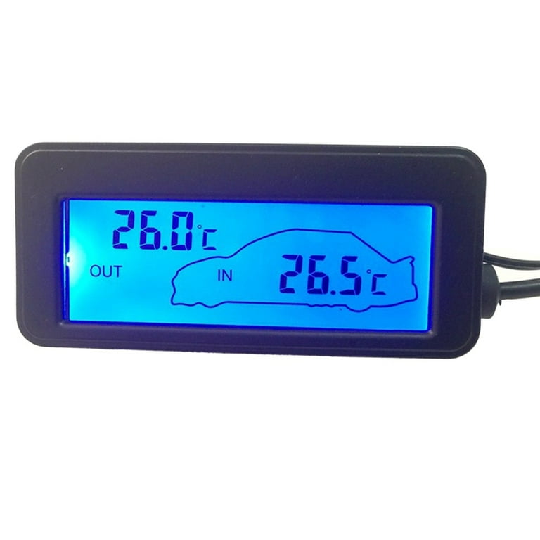 Car Thermometer Inside Outside, Digital 12V LCD Display Indoor Outdoor  Sensitivity Thermometer Temperature Meter
