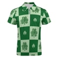 thumbnail image 5 of Mens Polo Shirts St. Patrick's Day Shamrock Print Lapel Zipper Short Sleeve Casual Festive Top Golf Shirts Green L, 5 of 6