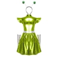 thumbnail image 4 of Aislor Womens Outer Space Alien Dress with Gloves Headband Halloween Space Cadet Rave Outfit Green XL, 4 of 7