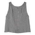 thumbnail image 4 of SYMOID Womens Cotton Gingham Reversible Crop Tank Top - Sleeveless Loose Fit Boat Neck Button Back Black,Size L, 4 of 9