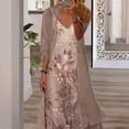 thumbnail image 2 of MORTTIC Women's Boho Floral Print 2-Piece Outfit - V-Neck Sleeveless Dress with Lightweight Long Sleeve Cardigan Set for Summer Warm Gray，S, 2 of 5