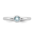 thumbnail image 4 of 925 Sterling Silver Low 4mm Round Aquamarine Stackable Ring Birthstone March Gemstone, 4 of 8