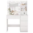 thumbnail image 2 of Veanerwood Makeup Vanity with Lights, Bedroom Vanity Table with Power Strip, Modern Dressing Table, 4 Drawers, White, 2 of 9