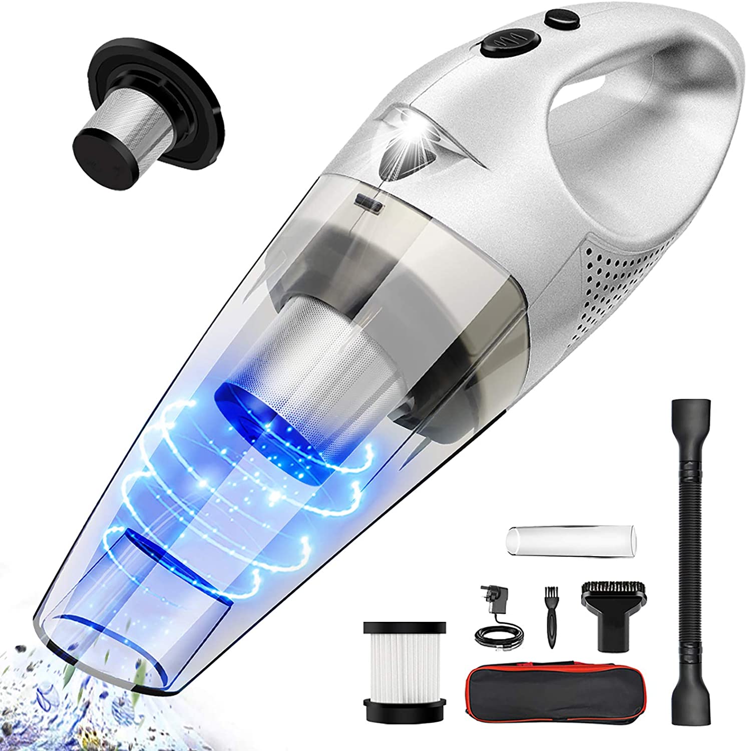 Portable Handheld Auto Vacuum Cleaner for Home, Rechargeable Cordless Dustbuster, Wet & Dry