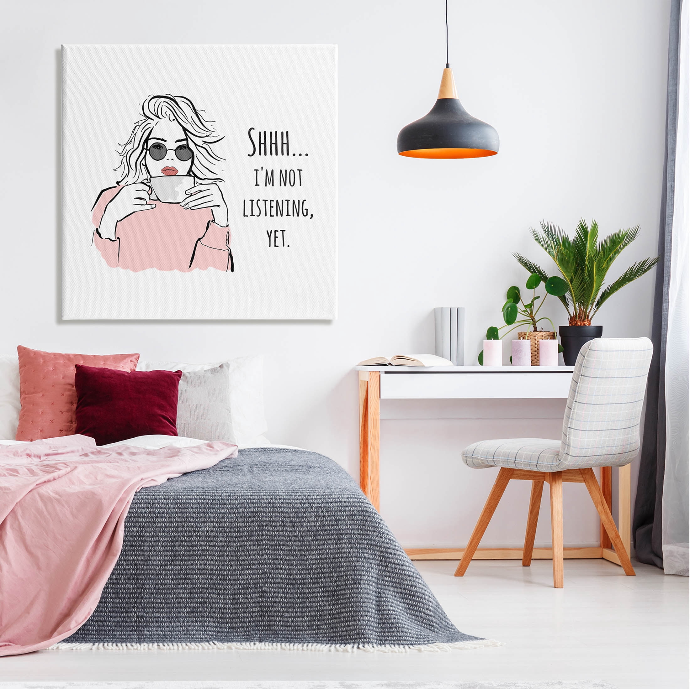 Stupell Industries Not Listening Yet Funny Coffee Graphic Art Gallery Wrapped Canvas Print Wall Art, Design by Alison Petrie