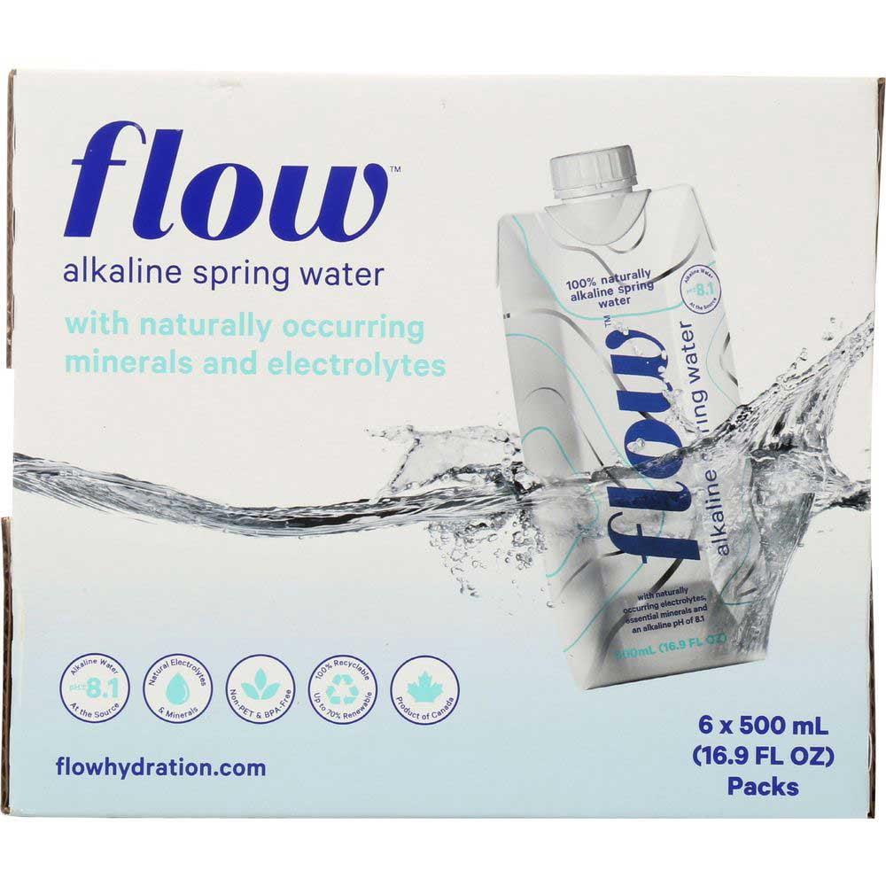 Flow Natural Alkaline Spring Water, 500 Milliliter -- 6 per Case