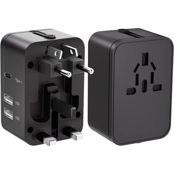 PrimeCook Shop Travel Adapter with 2 USB A 1 USB C,Universal All in One Worldwide Travel Adapter,Power Converters Wall Charger,AC Power Plug Adapter,International Power Adapter for USA EU UK AUS