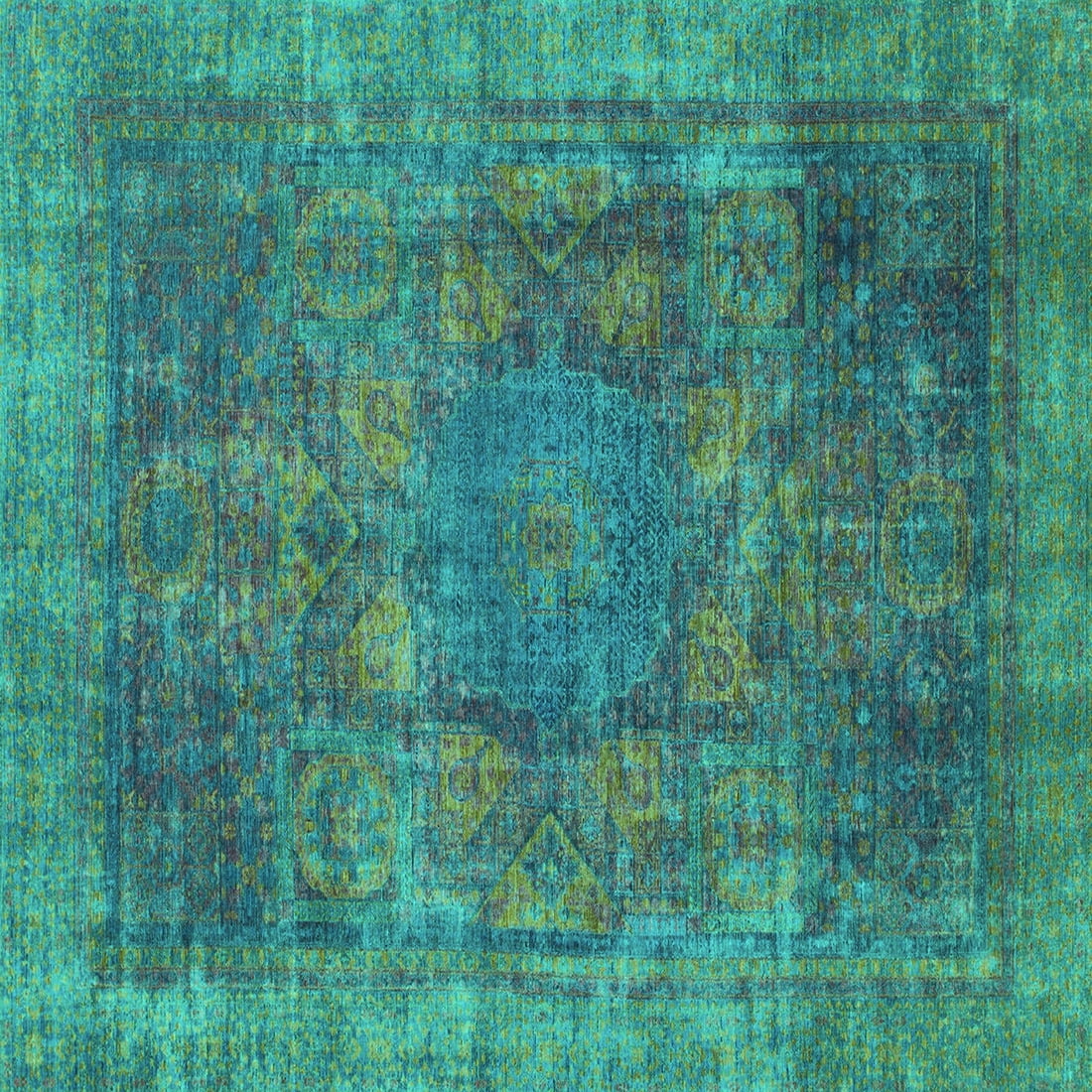 Ahgly Company Indoor Square Oriental Turquoise Blue Modern Area Rugs, 6 ...