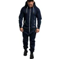 thumbnail image 1 of Mens Solid Long Sleeve Hooded Jumpsuit with Zipper Pockets Autumn Winter Casual, 1 of 9