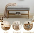 thumbnail image 2 of End of Bed Bench with Shelf Linen Upholstered Storage Shoe Bench Modern Bedroom Bench with Metal Legs for Living Room Entryway Dining Room Gray, 2 of 7