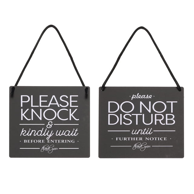 Unique Bargains Do Not Disturb and Please Knock Door Hanger Sign, Black