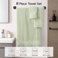 thumbnail image 2 of REDKISS 8-Piece 100% Cotton Bath Towel Set, 600GSM Luxury Green Bath Towels, Quick Dry Hand Towels & Washcloths, Green, 2 of 8