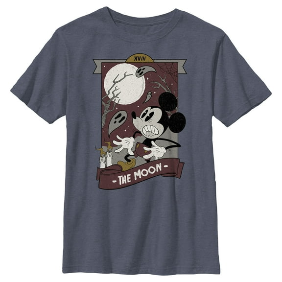 Boy's Mickey & Friends Mickey Mouse The Moon  Graphic Tee Navy Blue Heather X Large