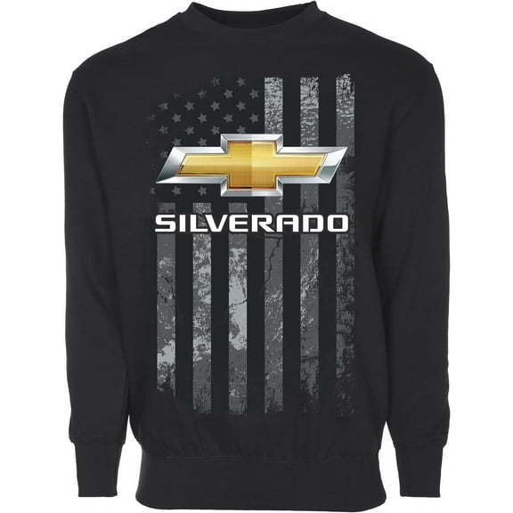 JH Design Men’s Chevy Silverado Truck Flag Pullover Crewneck Sweatshirt