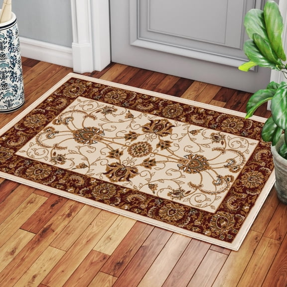 Durable Area Rugs Polypropylene 2 x 3 Ivory Traditional Rug for Home