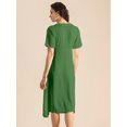 thumbnail image 3 of Moomaya Womens Front Slit Dress, V Neck Short Sleeves Summer Midi Dress, 3 of 7