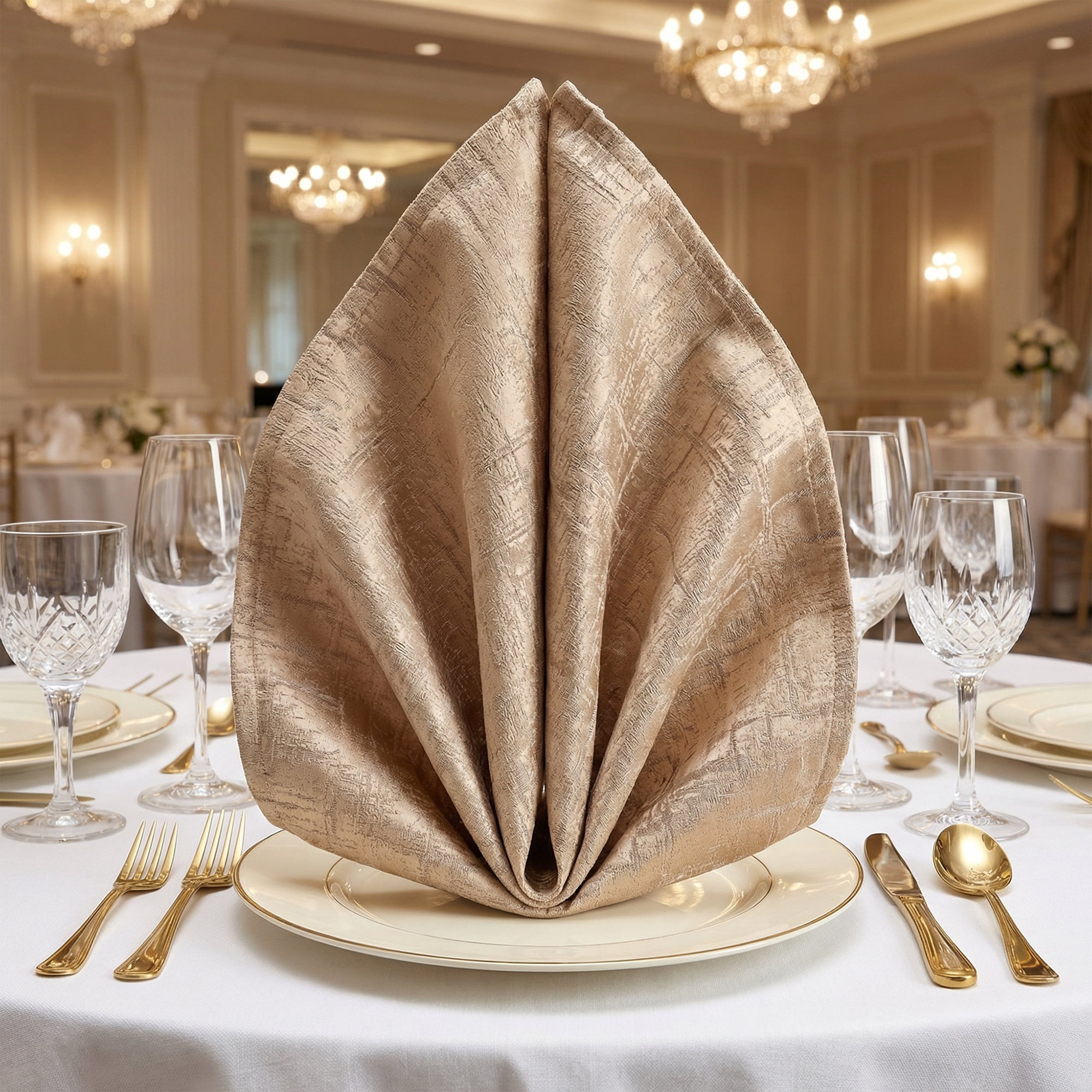 Unique Bargains 6Pcs Satin Washable Reusable Cloth Napkins Brown 20x20inch