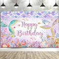 thumbnail image 4 of 7X5ft Mermaid Backdrop for Girls, Mermaid Birthday Background Purple Mermaid Birthday Photography Background, Dreamy Under The Sea Theme Backdrop Baby Shower Birthday Banner Decor, 4 of 5