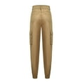 thumbnail image 4 of Women Solid-Color High Waist Cargo Pants with Pockets Slacks with Tight Bottoms, 4 of 8